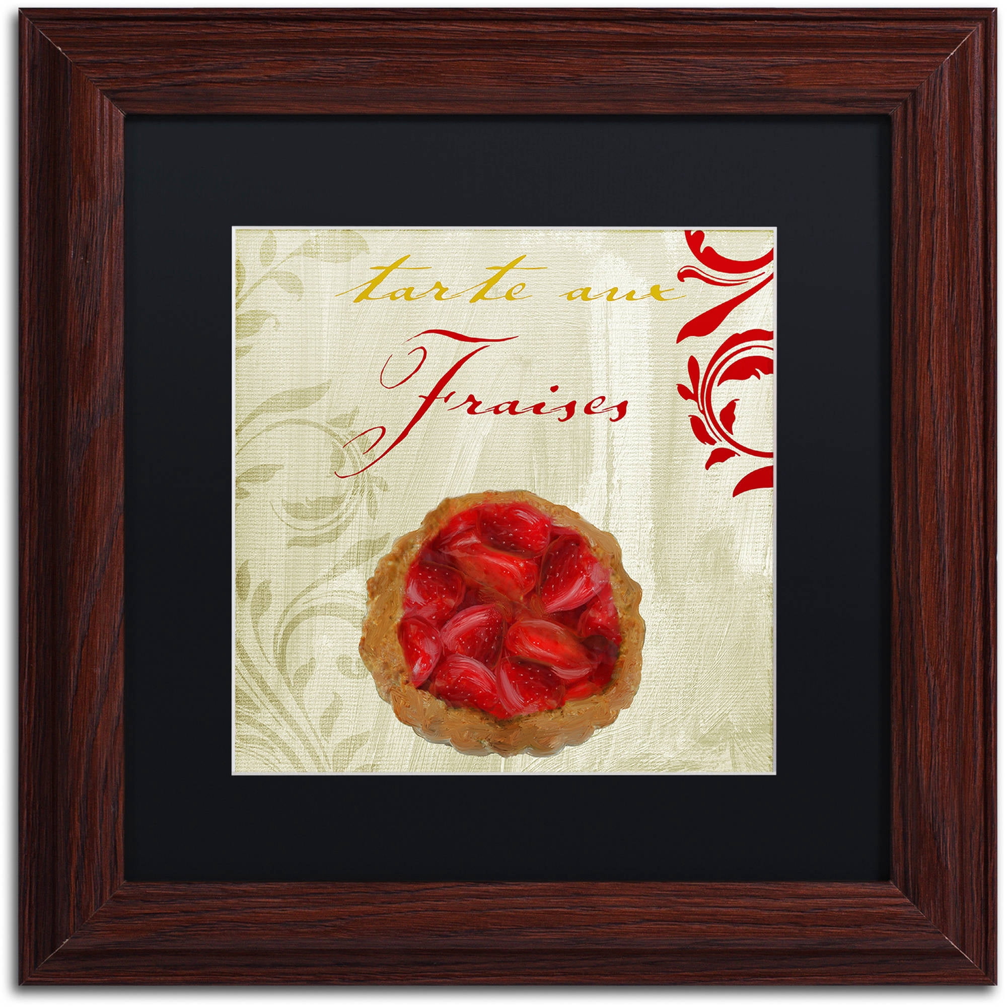 Trademark Fine Art "Tartes Francais, Strawberry" Canvas Art by Color Bakery Black Matte, Wood Frame