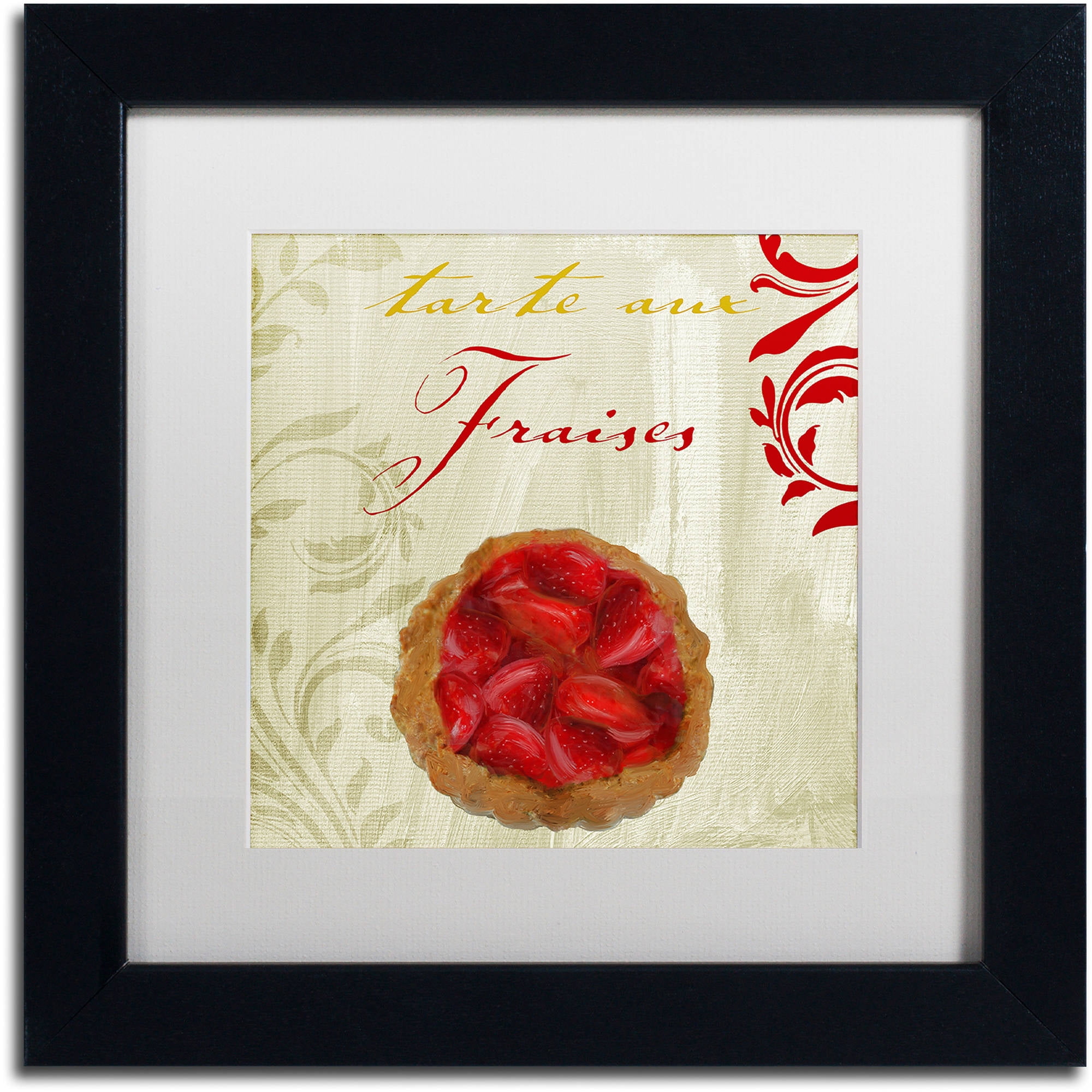 Trademark Fine Art "Tartes Francais, Strawberry" Canvas Art by Color Bakery White Matte, Black Frame