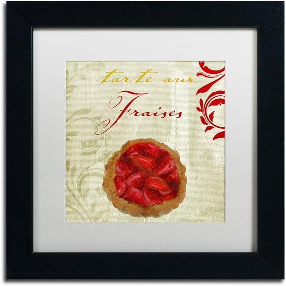 Trademark Fine Art "Tartes Francais, Strawberry" Canvas Art by Color Bakery White Matte, Black Frame