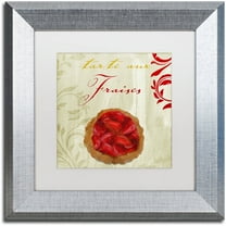 Trademark Fine Art "Tartes Francais, Strawberry" Canvas Art by Color Bakery White Matte, Silver Frame