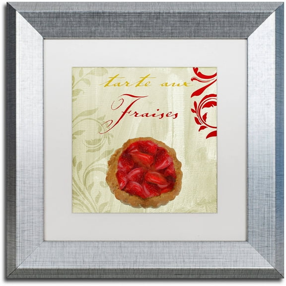 Trademark Fine Art "Tartes Francais, Strawberry" Canvas Art by Color Bakery White Matte, Silver Frame