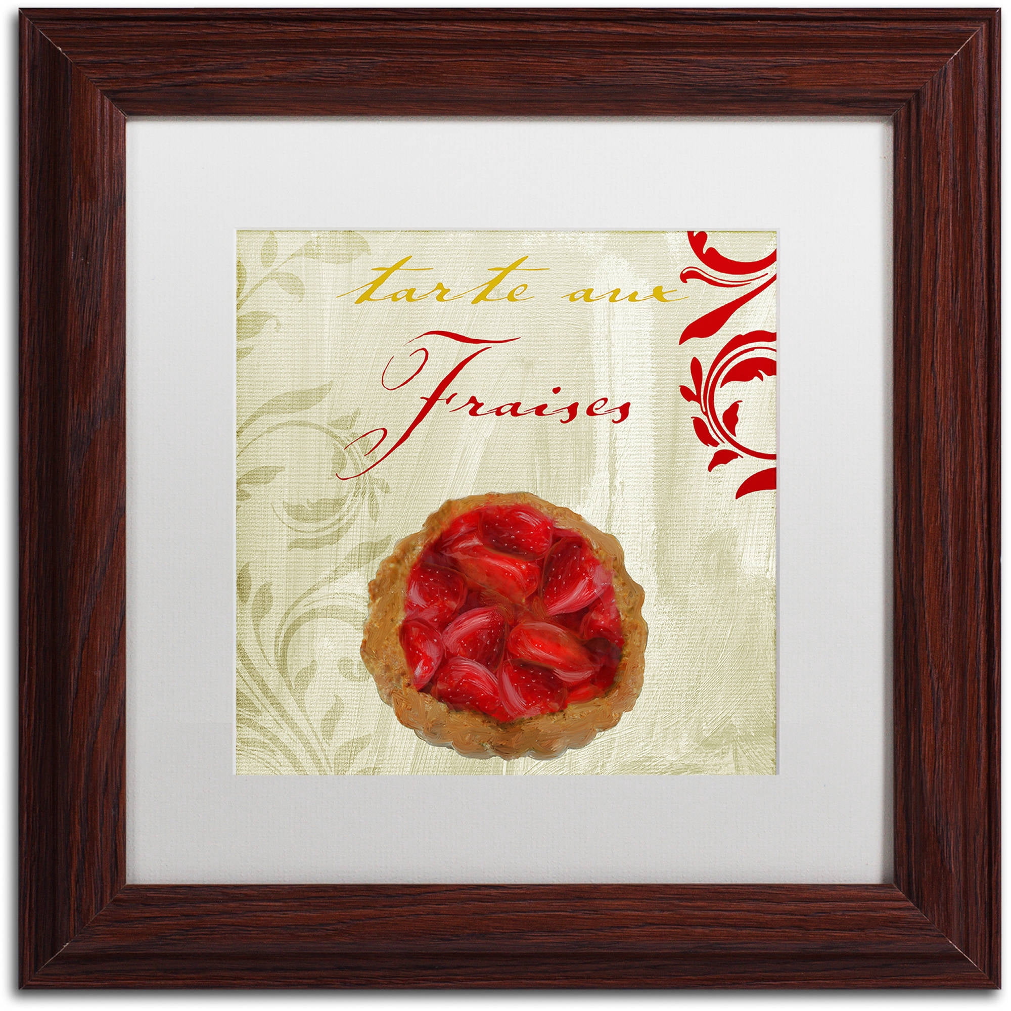 Trademark Fine Art "Tartes Francais, Strawberry" Canvas Art by Color Bakery White Matte, Wood Frame
