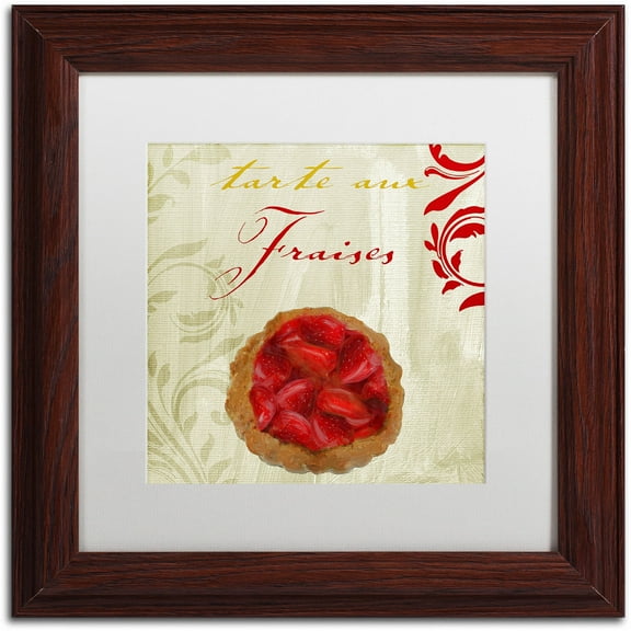 Trademark Fine Art "Tartes Francais, Strawberry" Canvas Art by Color Bakery White Matte, Wood Frame