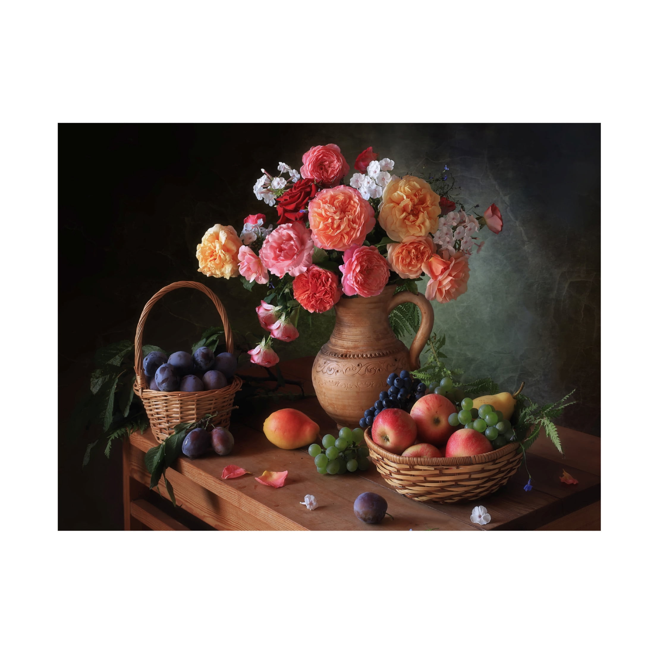Trademark Fine Art Tatyana Skorokhod Still Life With Flowers And Autumn Fruits Canvas Wall Art