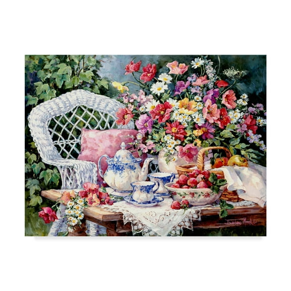 Trademark Fine Art 'Tea And Strawberries' Canvas Art by Barbara Mock