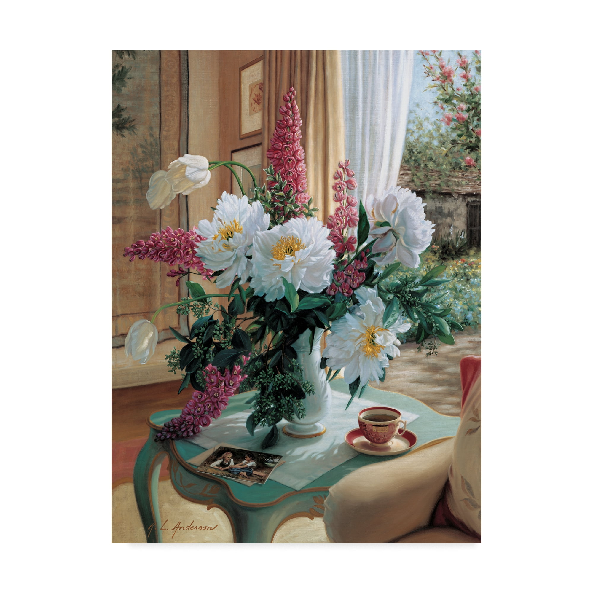 Trademark Fine Art 'Tea At Marguerites' Canvas Art by Robin Anderson