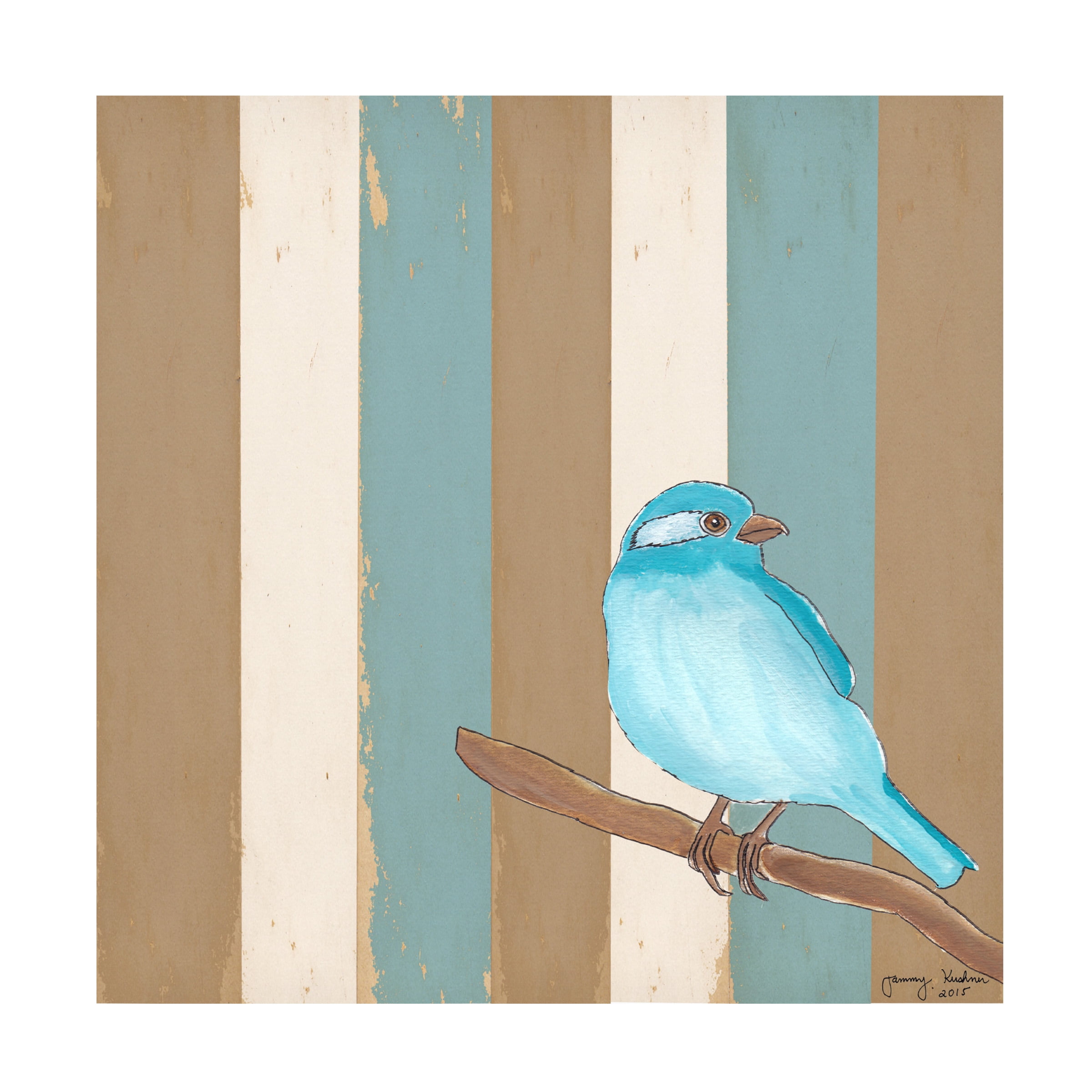 Trademark Fine Art 'Teal Bird With Stripes' Canvas Art by Tammy Kushnir