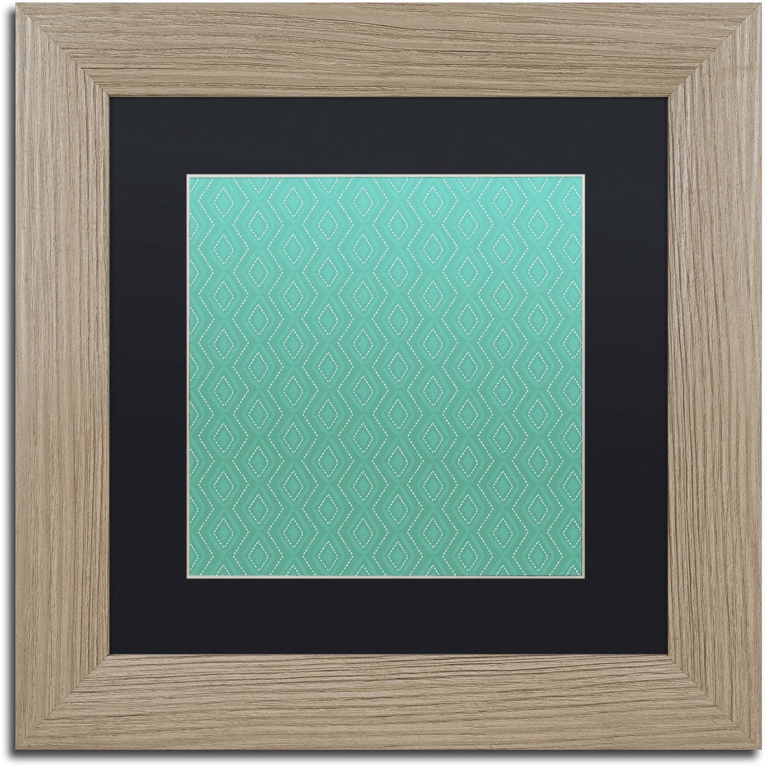 Trademark Fine Art "Teal Diamonds" Canvas Art by Hello Angel, Black Matte, Birch Frame