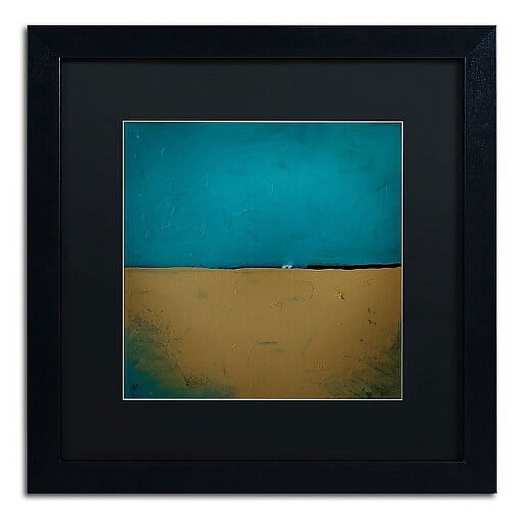 Trademark Fine Art "Teal Horizon" Canvas Art by Nicole Dietz, Black Matte, Black Frame