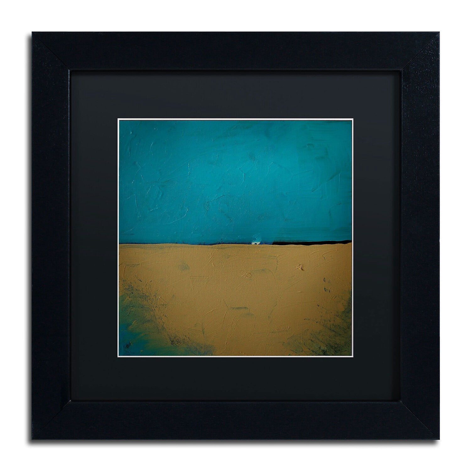 Trademark Fine Art "Teal Horizon" Canvas Art by Nicole Dietz, Black Matte, Black Frame