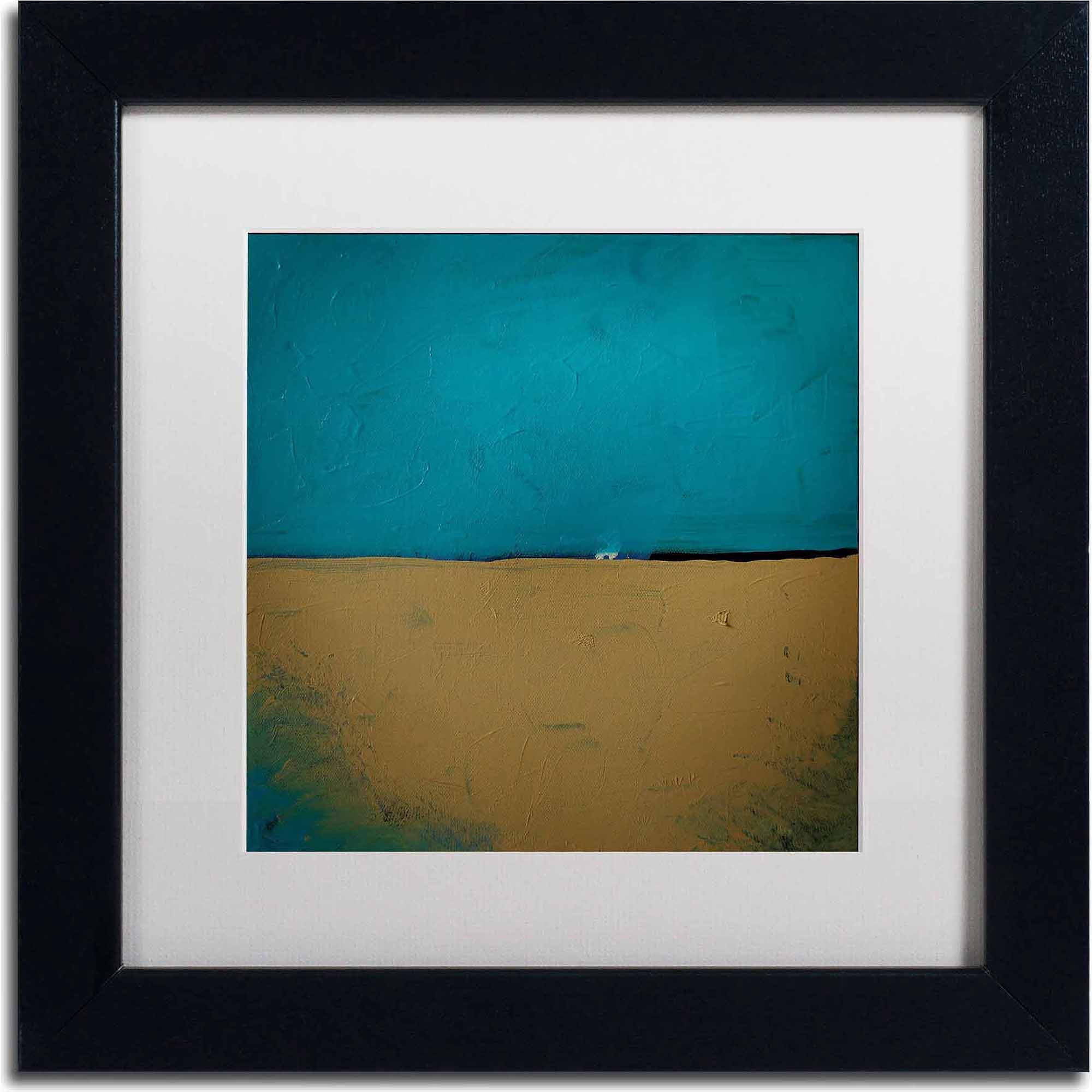 Trademark Fine Art "Teal Horizon" Canvas Art by Nicole Dietz, White Matte, Black Frame