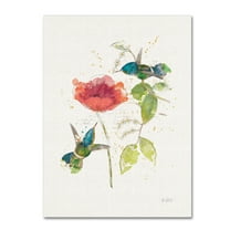 Trademark Fine Art 'Teal Hummingbirds II Flower' Canvas Art by Katie Pertiet