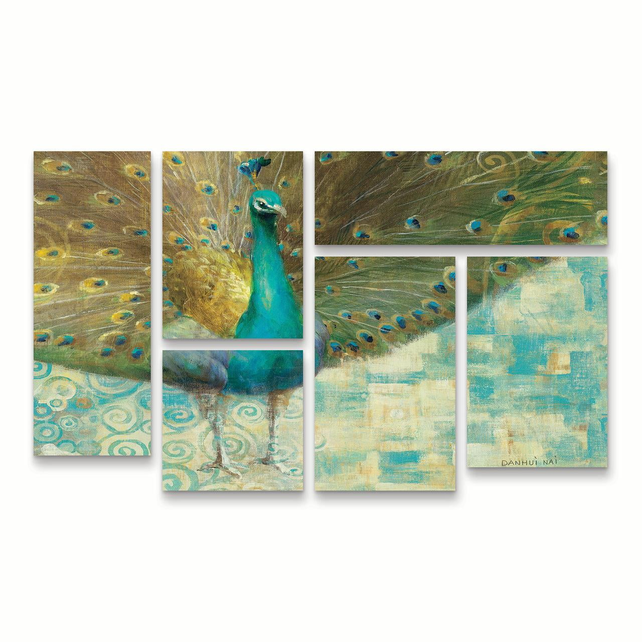 Trademark Fine Art 'Teal Peacock on Gold' Canvas Art by Danhui Nai
