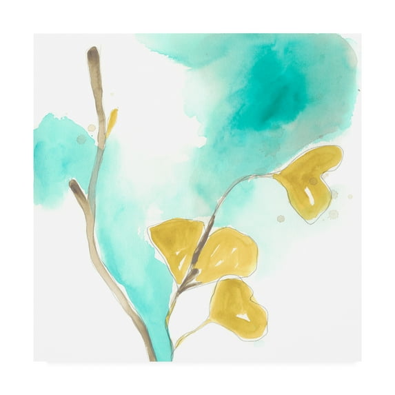 Trademark Fine Art 'Teal and Ochre Ginko I' Canvas Art by June Erica Vess