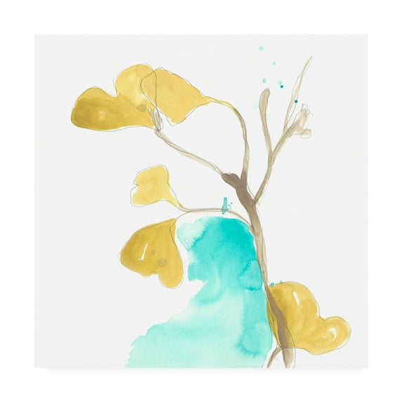 Trademark Fine Art 'Teal and Ochre Ginko IX' Canvas Art by June Erica Vess