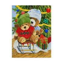 Trademark Fine Art 'Teddy Bear Christmas' Canvas Art by Mary Irwin