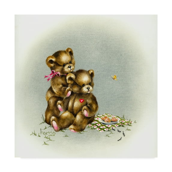 Trademark Fine Art 'Teddy Bears Picnic 1' Canvas Art by Peggy Harris