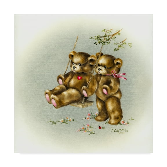 Trademark Fine Art 'Teddy Bears Picnic 2' Canvas Art by Peggy Harris
