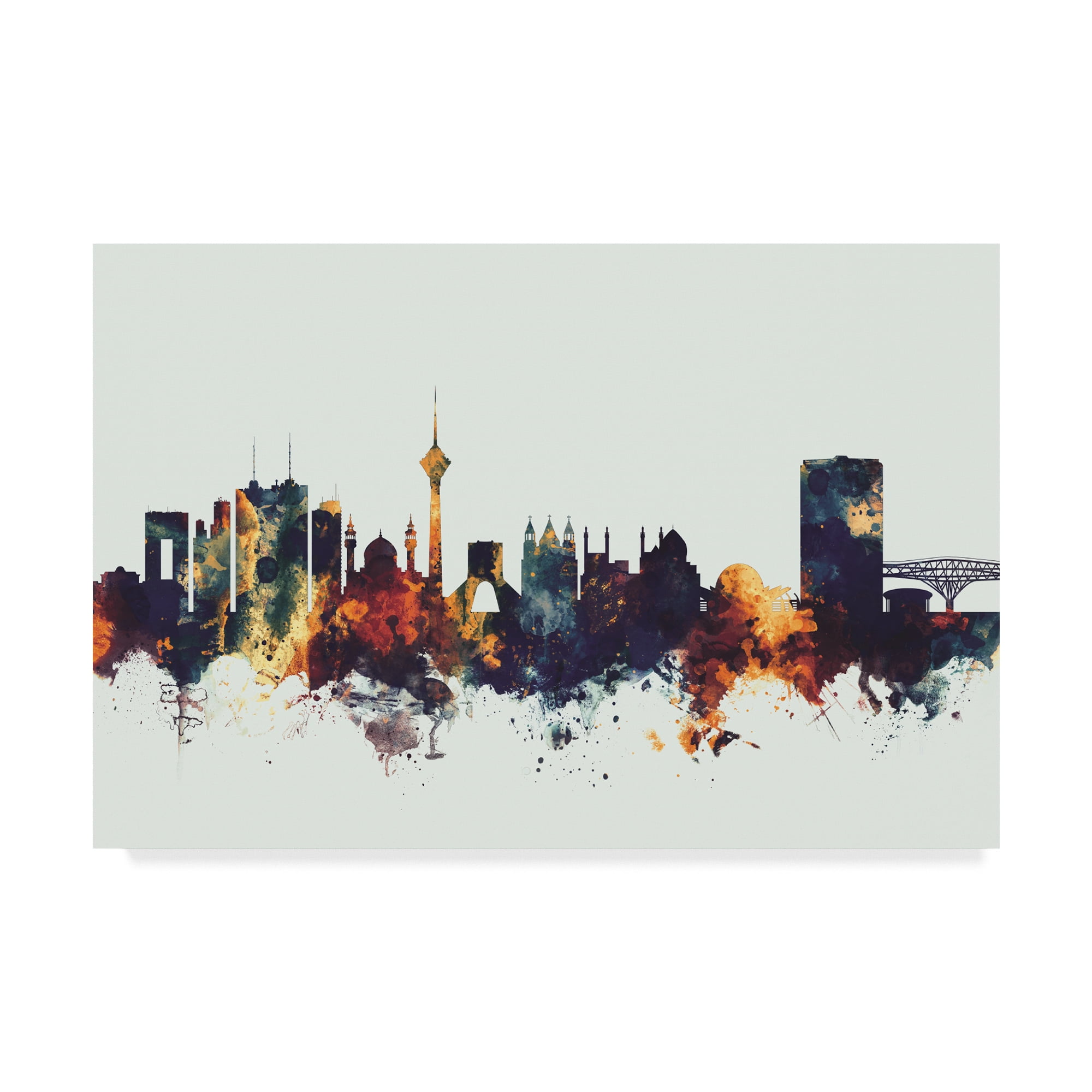 Trademark Fine Art 'Tehran Iran Skyline Dark IV' Canvas Art by Michael Tompsett