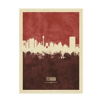 Trademark Fine Art 'Tehran Iran Skyline Red II' Canvas Art by Michael Tompsett