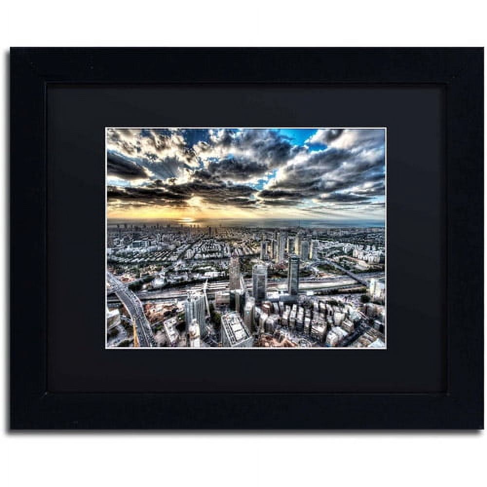 Trademark Fine Art "Tel Aviv - Israel-I" Canvas Art by David Ayash, Black Matte, Black Frame