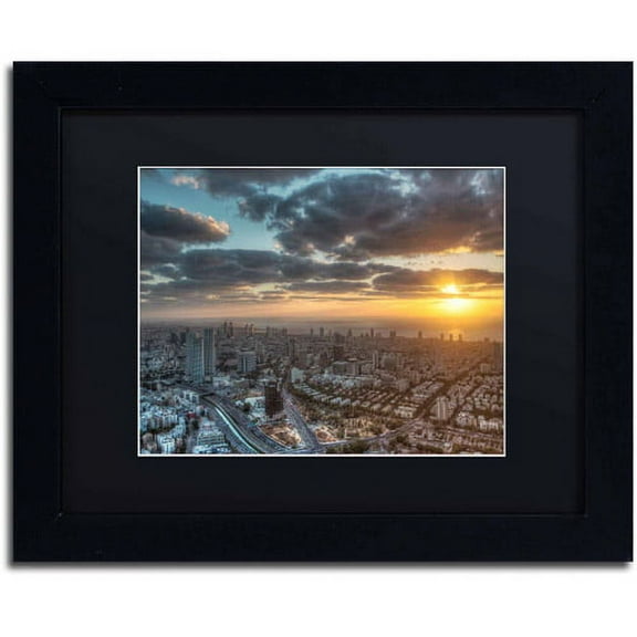 Trademark Fine Art "Tel Aviv - Israel-II" Canvas Art by David Ayash, Black Matte, Black Frame