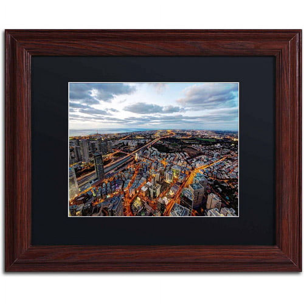 Trademark Fine Art "Tel Aviv - Israel-III" Canvas Art by David Ayash, Black Matte, Wood Frame