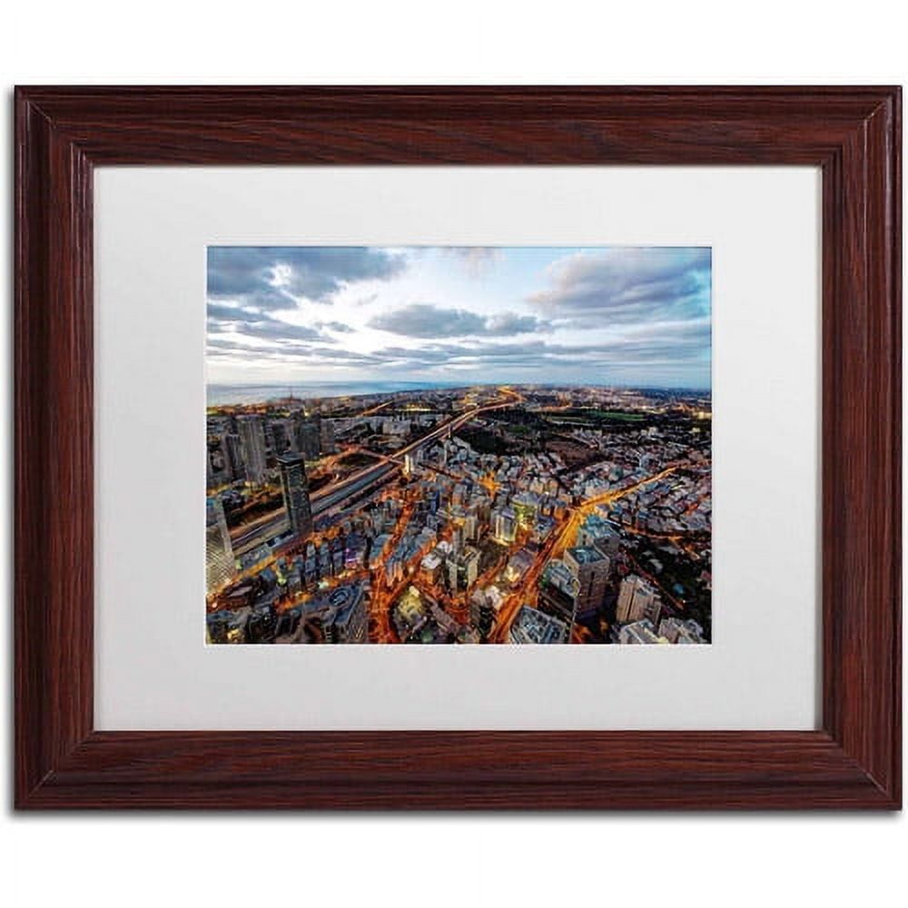 Trademark Fine Art "Tel Aviv - Israel-III" Canvas Art by David Ayash, White Matte, Wood Frame