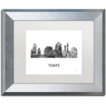 Trademark Fine Art 'Tempe Arizona Skyline WB-BW' Canvas Art by Marlene Watson, White Matte, Silver Frame