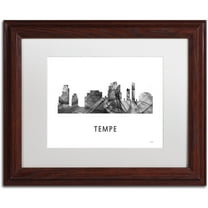 Trademark Fine Art 'Tempe Arizona Skyline WB-BW' Canvas Art by Marlene Watson, White Matte, Wood Frame