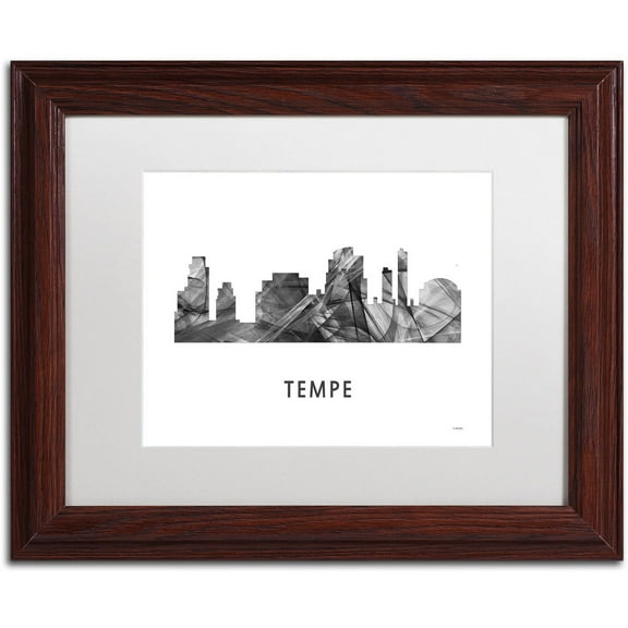Trademark Fine Art 'Tempe Arizona Skyline WB-BW' Canvas Art by Marlene Watson, White Matte, Wood Frame