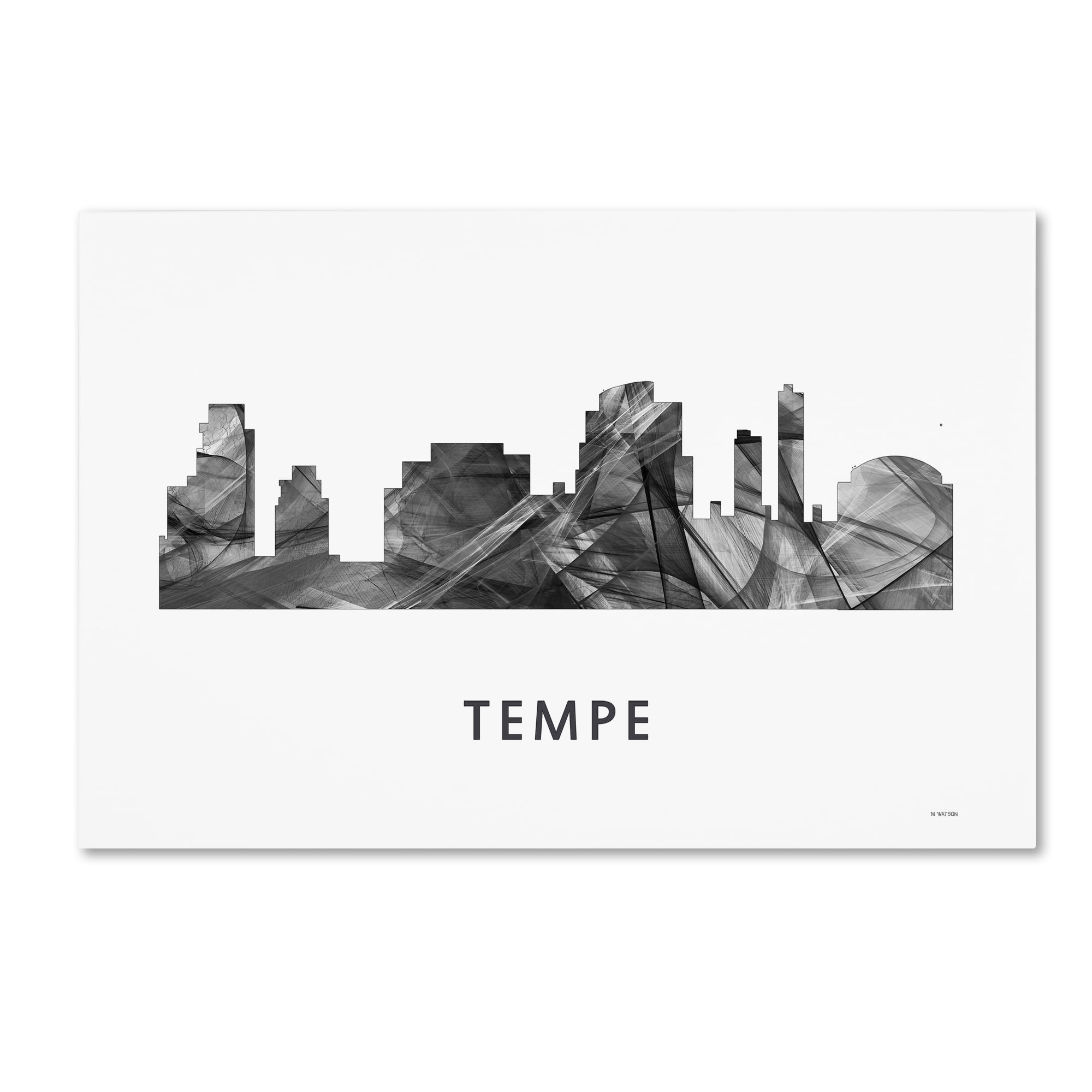 Trademark Fine Art 'Tempe Arizona Skyline WB-BW' Canvas Art by Marlene Watson