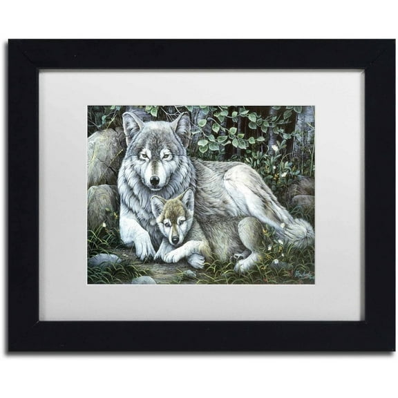 Trademark Fine Art 'Tender Moment' Canvas Art by Jenny Newland, White Matte, Black Frame