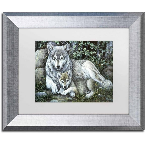 Trademark Fine Art 'Tender Moment' Canvas Art by Jenny Newland, White Matte, Silver Frame