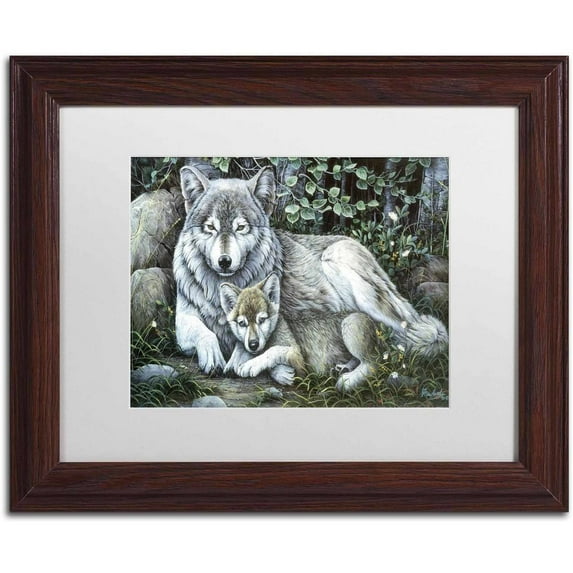 Trademark Fine Art 'Tender Moment' Canvas Art by Jenny Newland, White Matte, Wood Frame