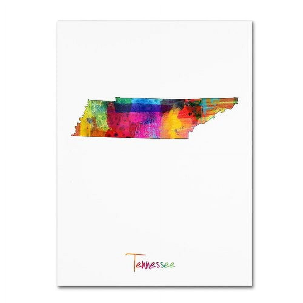 Trademark Fine Art "Tennessee Map" Canvas Art by Michael Tompsett