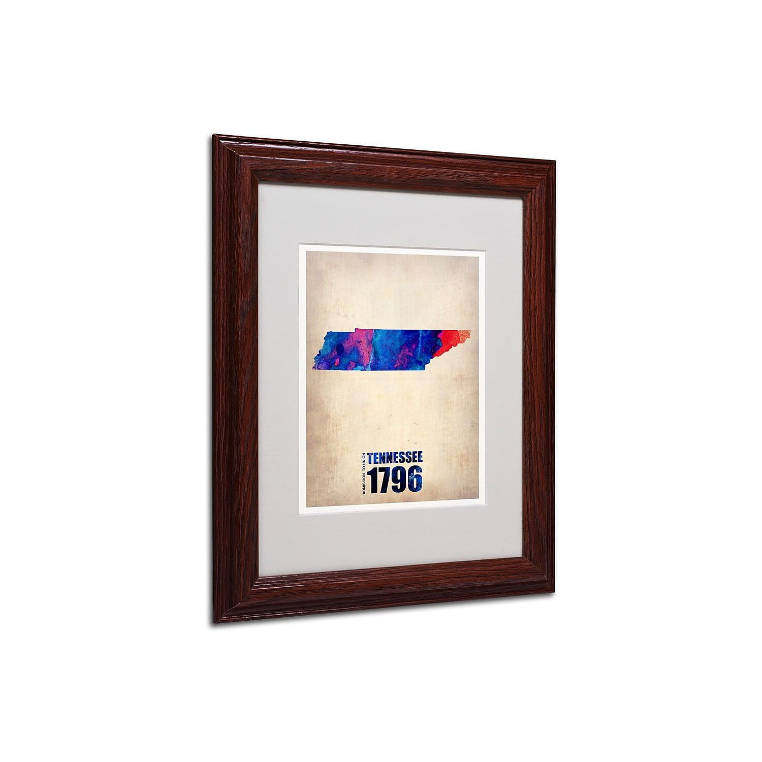 Trademark Fine Art "Tennessee Watercolor Map" Matted Framed Art by Naxart, Wood Frame