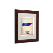 Trademark Fine Art "Tennessee Watercolor Map" Matted Framed Art by Naxart, Wood Frame