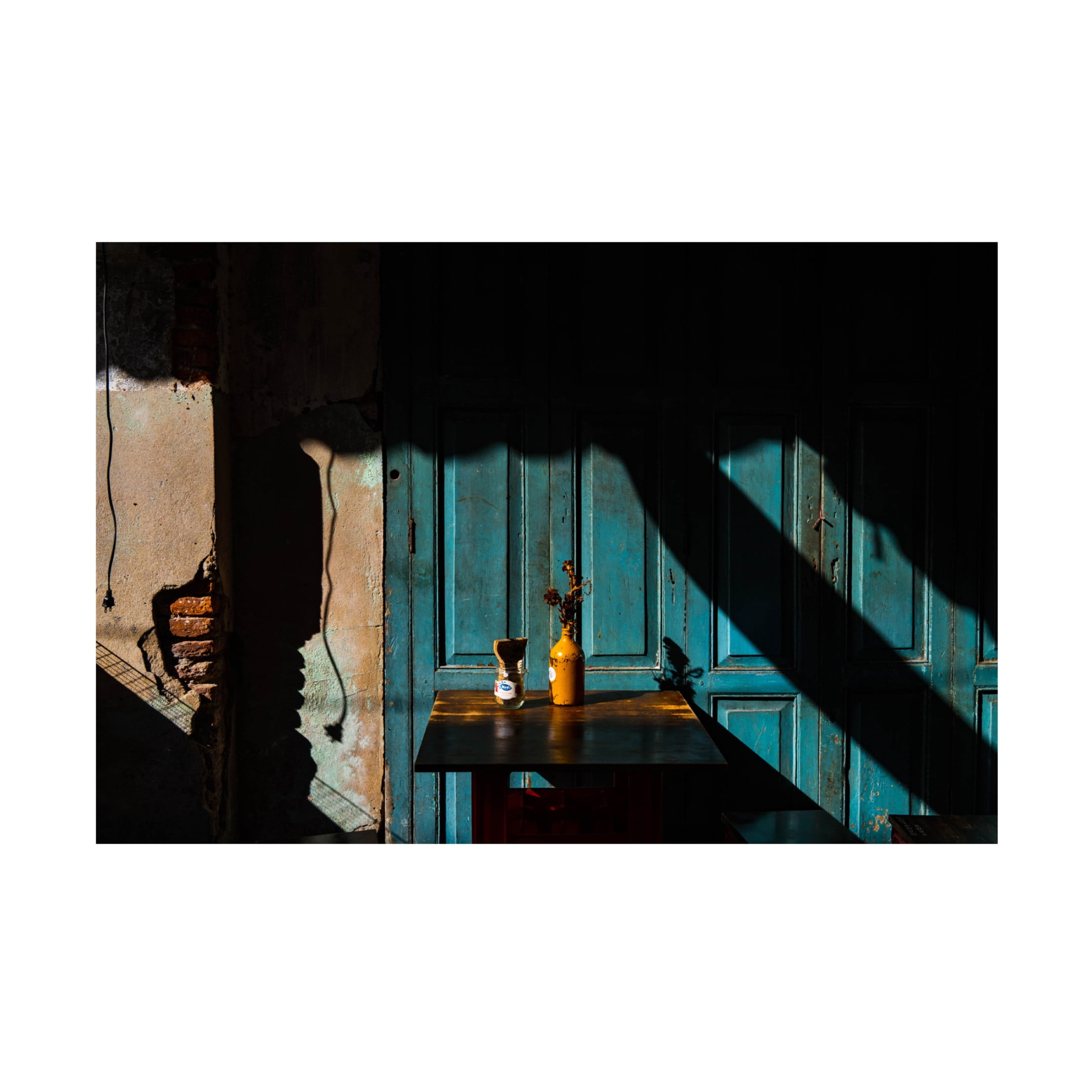Trademark Fine Art Tepsarit Lantharntong Empty table at cafeteria on the street side Canvas Wall Art