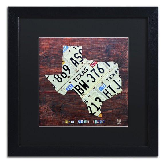 Trademark Fine Art 'Texas License Plate Map Large' Canvas Art by Design Turnpike, Black Matte, Black Frame