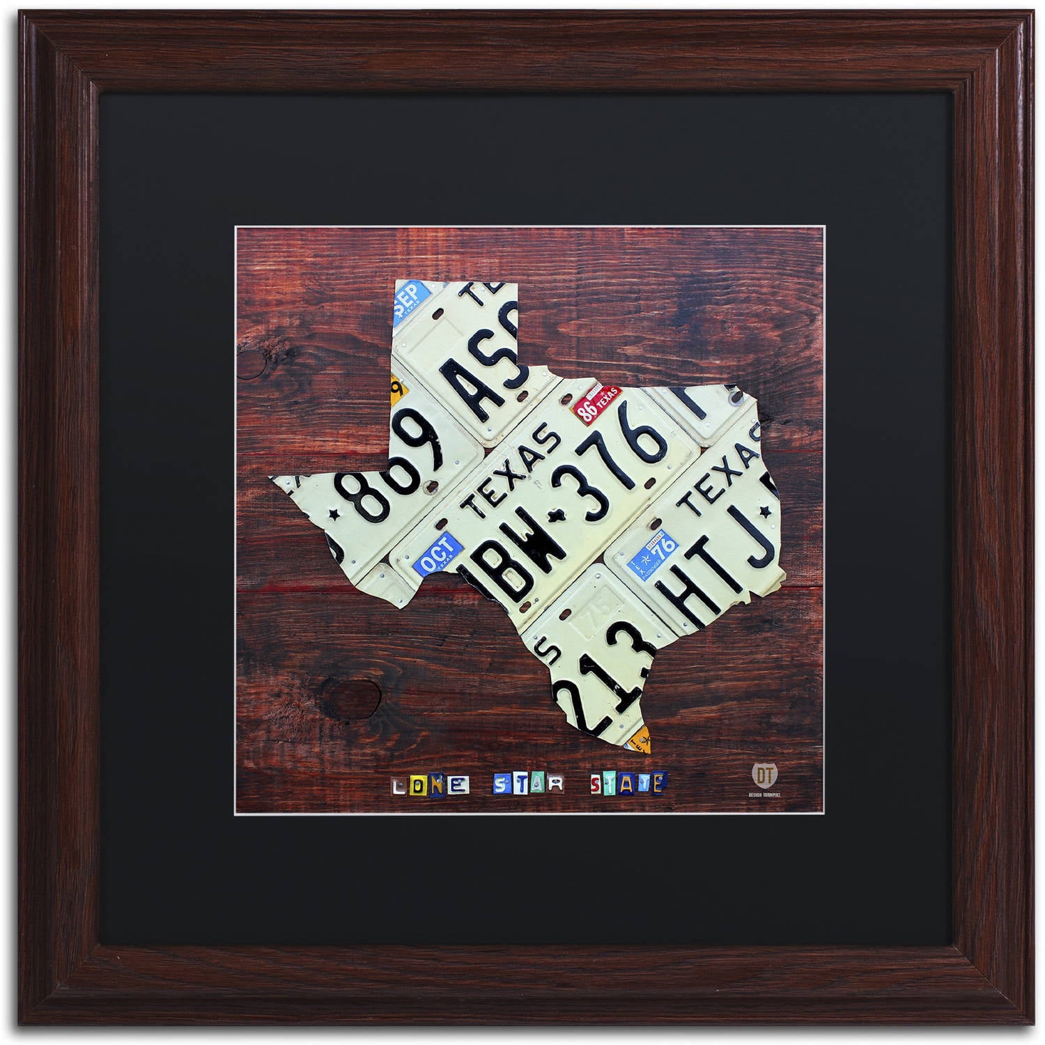 Trademark Fine Art 'Texas License Plate Map Large' Canvas Art by Design Turnpike, Black Matte, Wood Frame