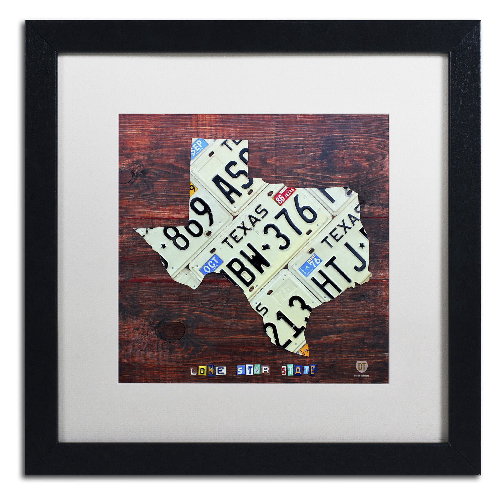 Trademark Fine Art 'Texas License Plate Map Large' Canvas Art by Design Turnpike, White Matte, Black Frame