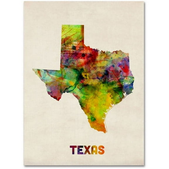 Trademark Fine Art "Texas Map" Canvas Wall Art by Michael Tompsett