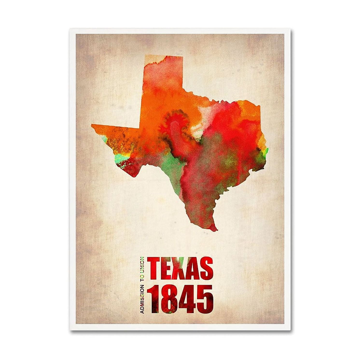 Trademark Fine Art "Texas Watercolor Map" Canvas Art by Naxart