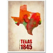 Trademark Fine Art "Texas Watercolor Map" Canvas Art by Naxart