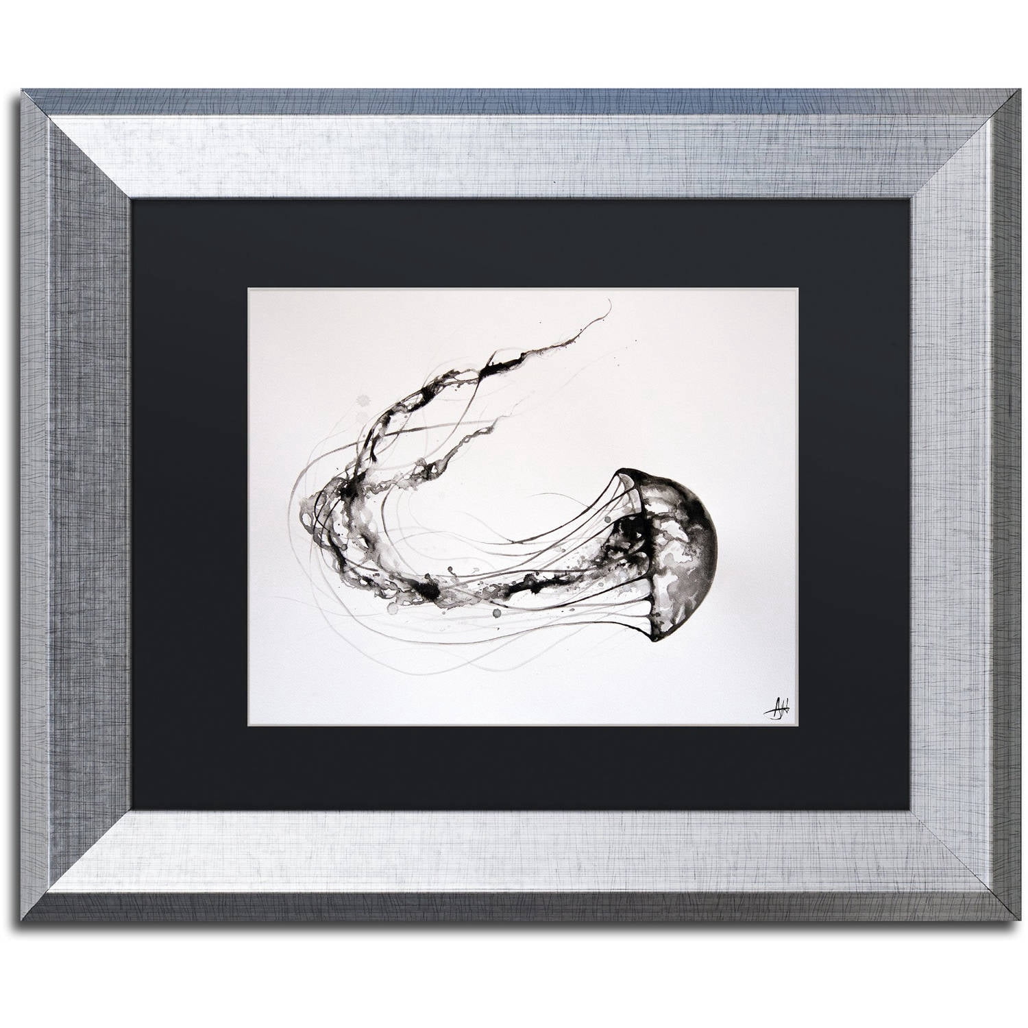 Trademark Fine Art 'That's No Moon' Canvas Art by Marc Allante, Black Matte, Silver Frame