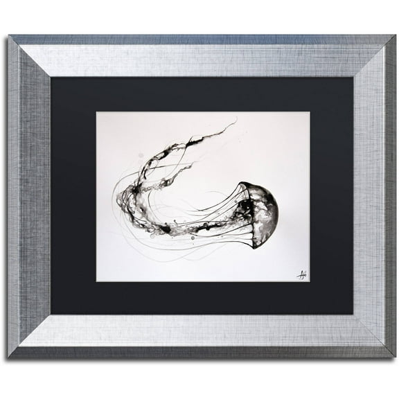 Trademark Fine Art 'That's No Moon' Canvas Art by Marc Allante, Black Matte, Silver Frame