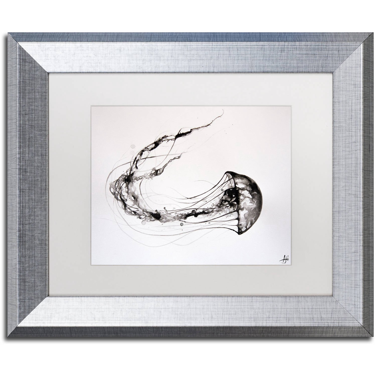 Trademark Fine Art 'That's No Moon' Canvas Art by Marc Allante, White Matte, Silver Frame