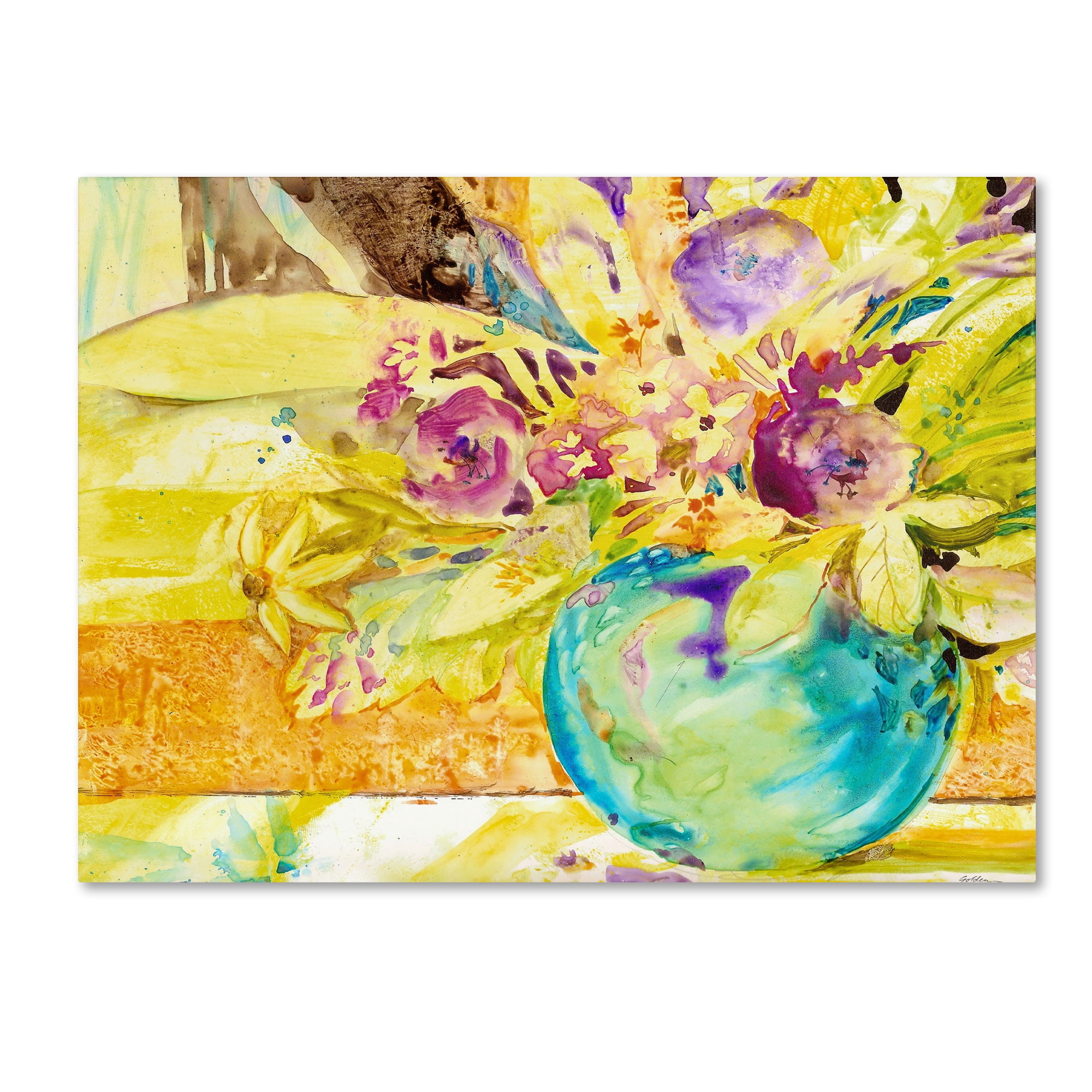 Trademark Fine Art "The Aqua Vase" Canvas Art by Sheila Golden