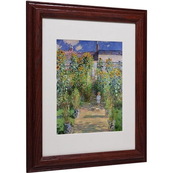 Trademark Fine Art "The Artist's Garden at Vetheuil" Matted Framed Canvas Art by Claude Monet